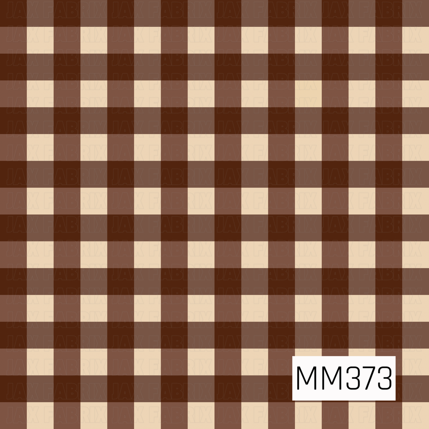 A classic gingham plaid pattern featuring warm chocolate brown and creamy beige tones. The overlapping stripes create a cozy, timeless checkered design with an earthy neutral palette.