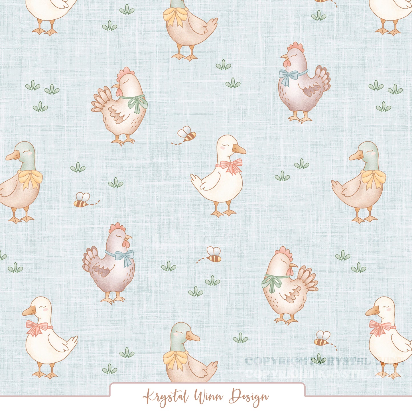 Farmyard Ducks and Chicken Sky KW1476