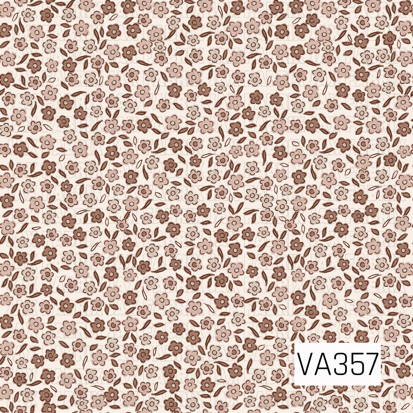 A sweet ditsy floral print filled with tiny hand-drawn flowers and scattered leaves. Soft cream, beige, and warm brown tones give it a simple, neutral vintage feel.