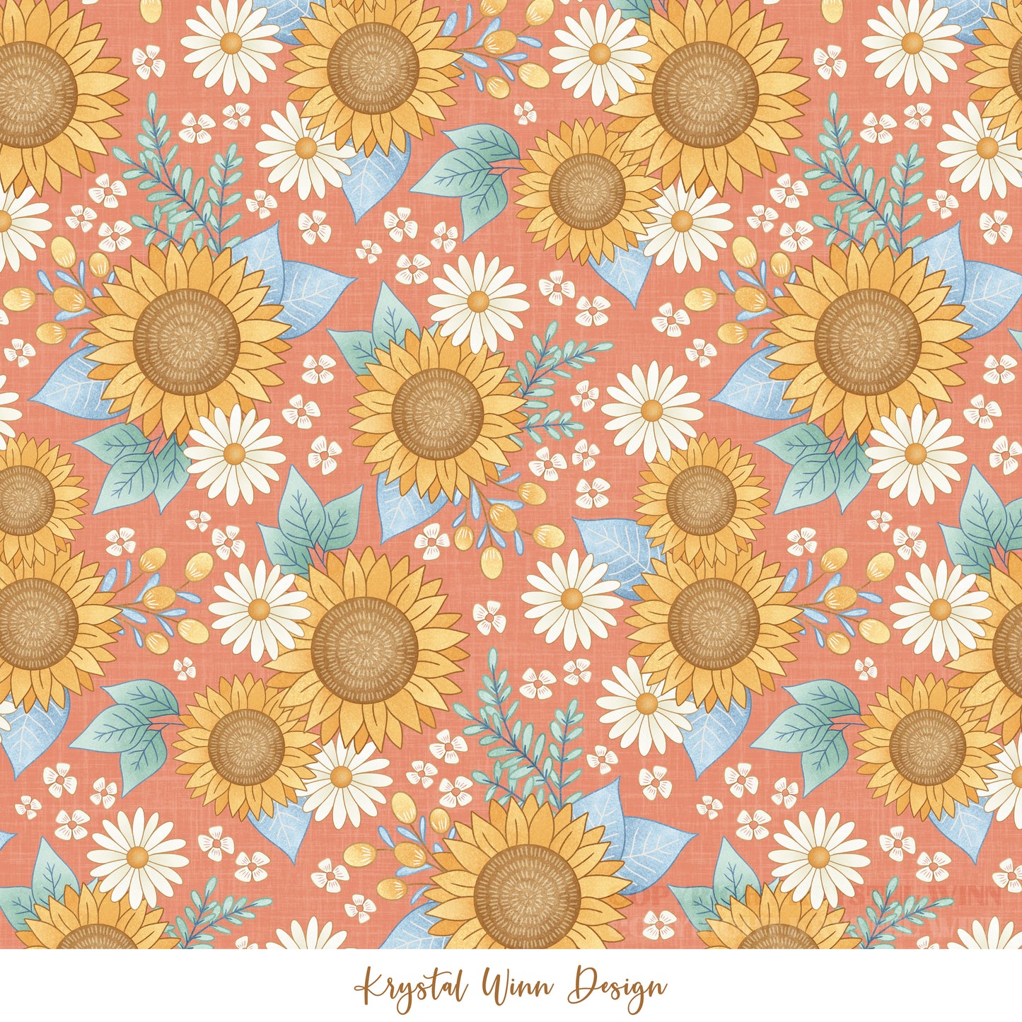 Highland Summer Sunflower Coral KW697