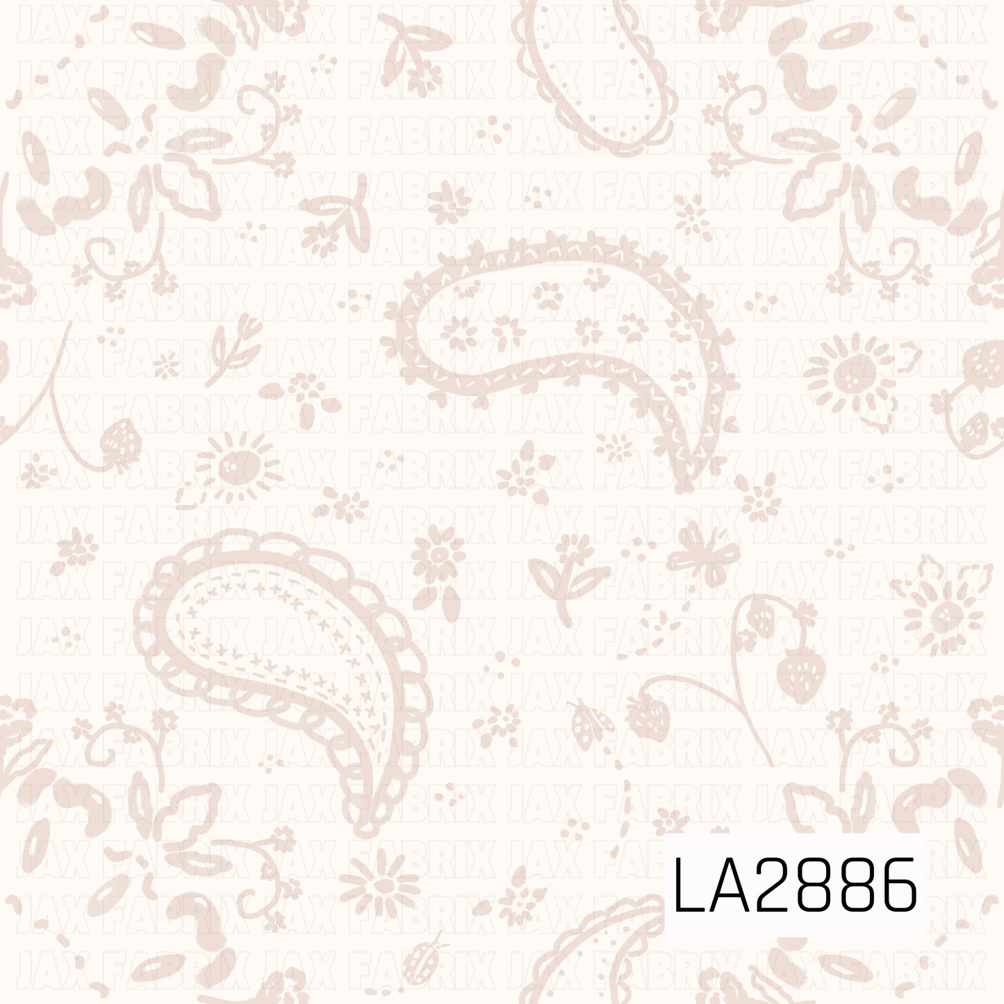 A soft and elegant neutral western-inspired pattern featuring dusty beige paisley motifs scattered across a creamy ivory background. Delicate florals, strawberries, vines, and botanical doodles are woven throughout the design, creating a subtle vintage charm. The tone-on-tone color palette gives this print a timeless, sophisticated feel while the classic bandana elements add a touch of rustic country style. Perfect for western, boho, cottagecore, coquette, and everyday feminine projects.