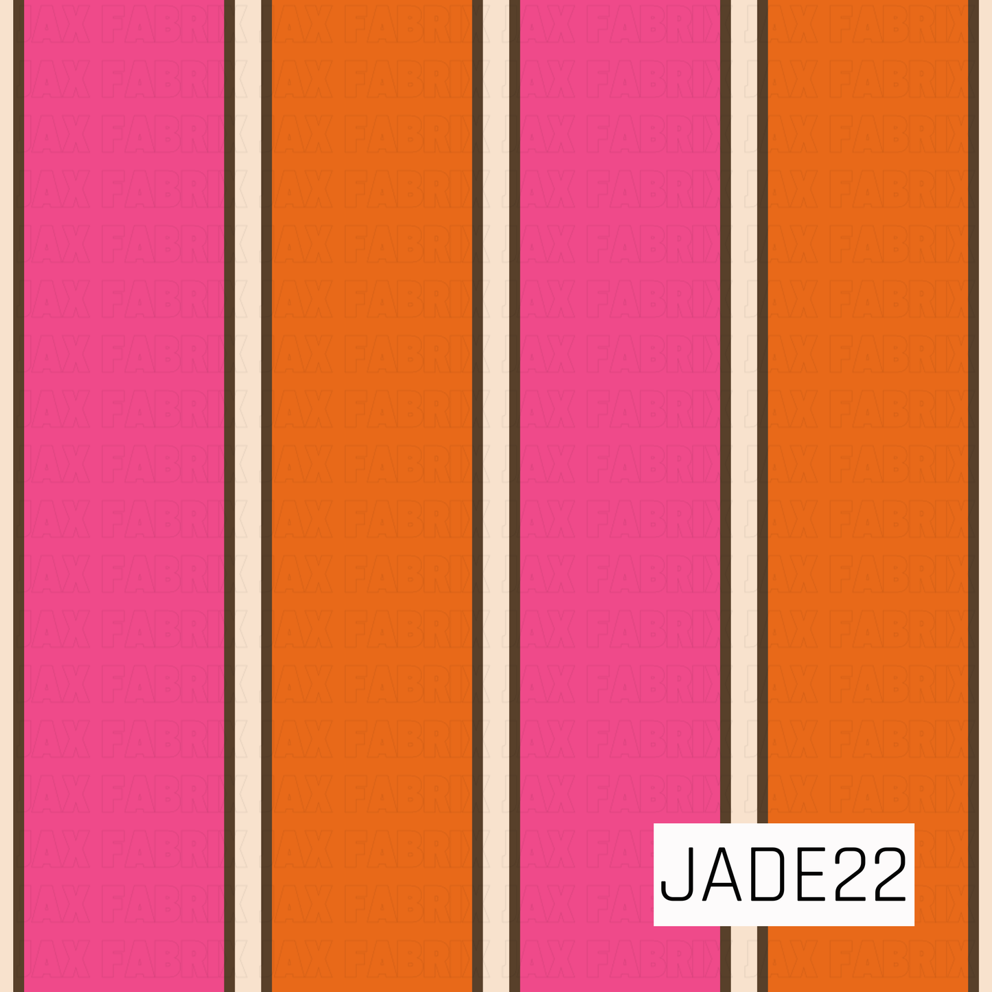 A seamless vertical stripe pattern featuring alternating bands of bright bubblegum pink, vivid orange, and soft cream, separated by thin chocolate brown accent stripes. The bold color palette creates a playful retro-inspired look with a fun seasonal twist. Perfect for Halloween-inspired projects, colorful fall accessories, and coordinating prints that add a cheerful pop of color.