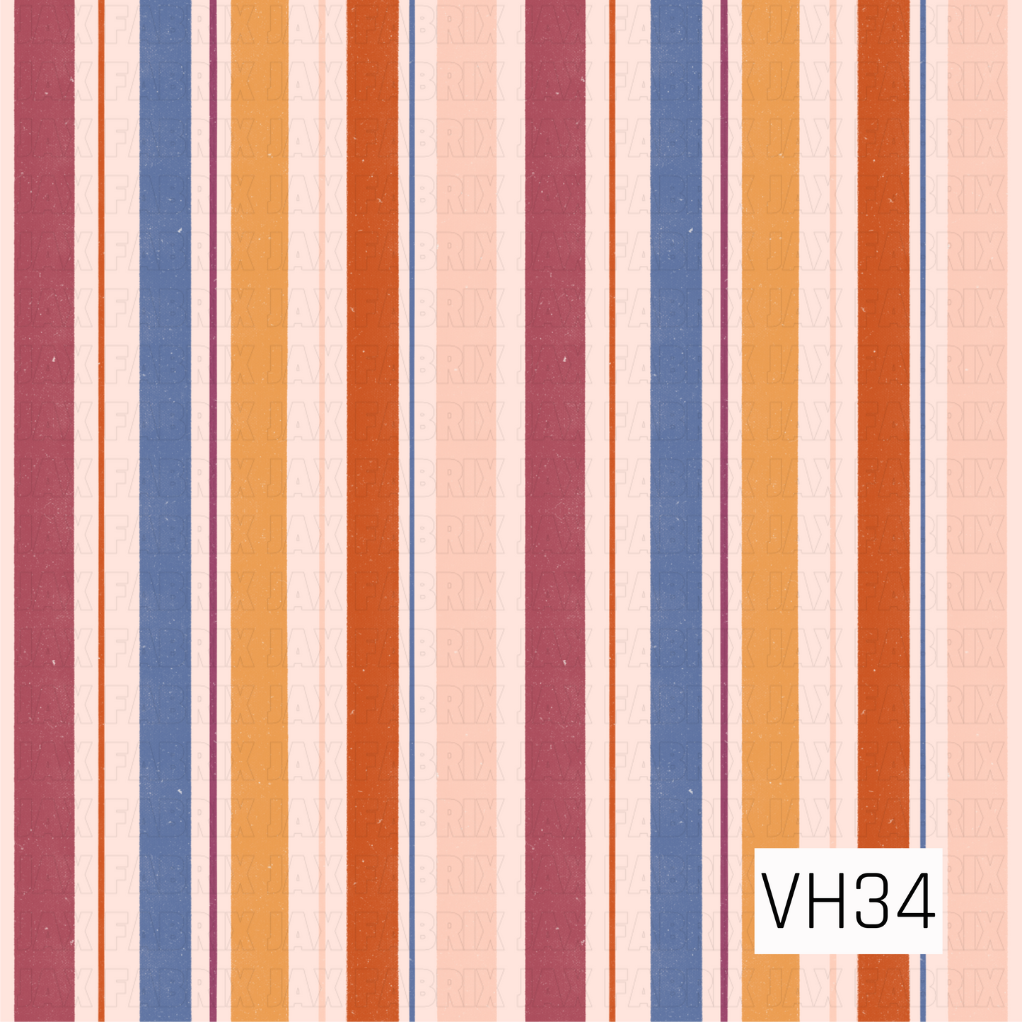 Harvest Bloom Blush Stripe features coordinating vertical stripes in rich plum, dusty blue, golden mustard, rust orange, and soft blush on a light blush background. The warm autumn palette adds a timeless coordinate that pairs beautifully with the Harvest Bloom collection.
