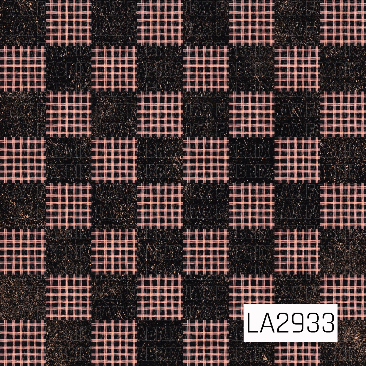 A bold checkerboard pattern featuring distressed black squares paired with soft blush orange sketched plaid. The textured, grunge-inspired finish gives this classic design a modern, rustic feel with a cozy touch.