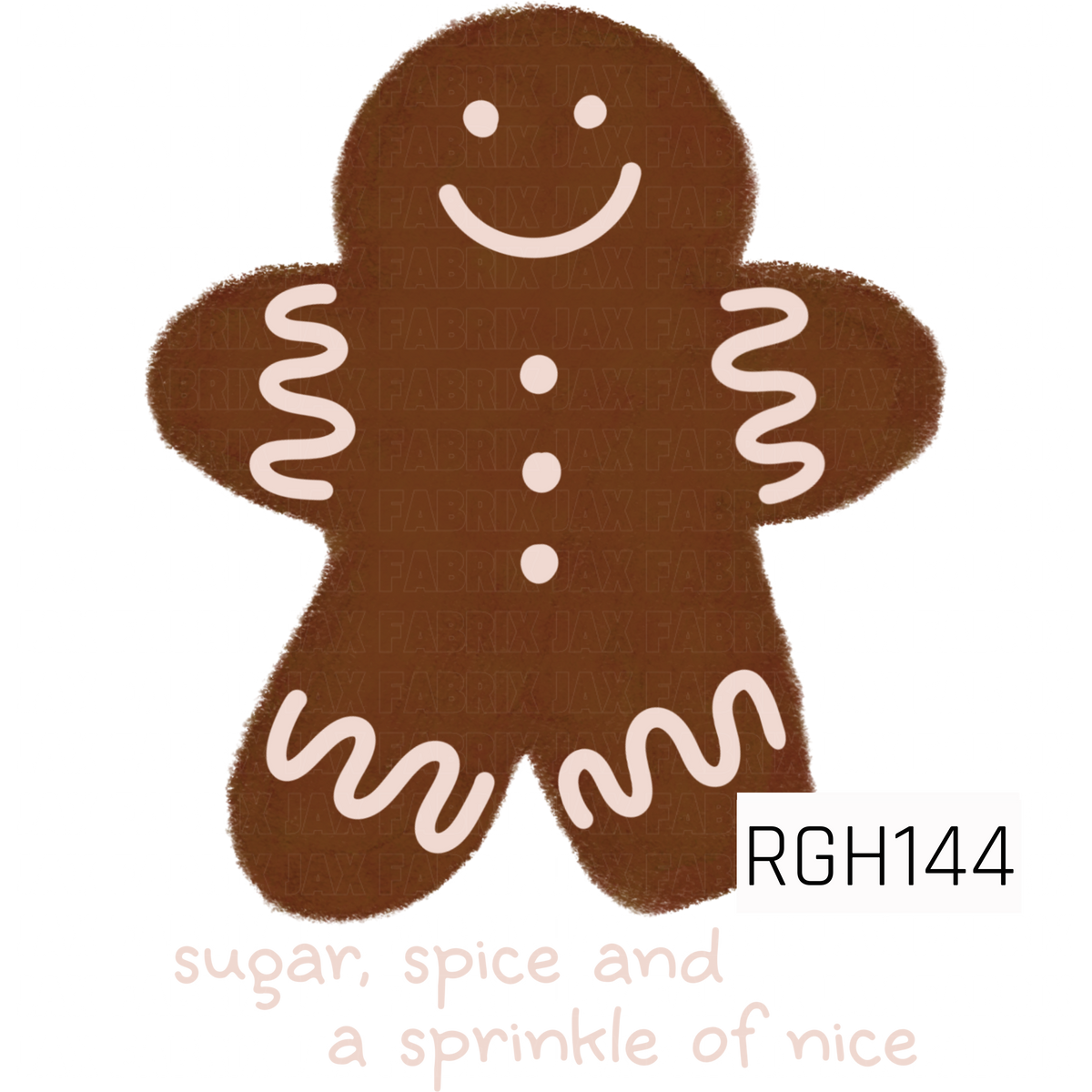 A sweet gingerbread man PNG featuring a warm brown cookie with a smiling face, three button details, and creamy white icing squiggles along the arms and legs. The soft, hand-drawn texture gives it a cozy, whimsical Christmas feel.