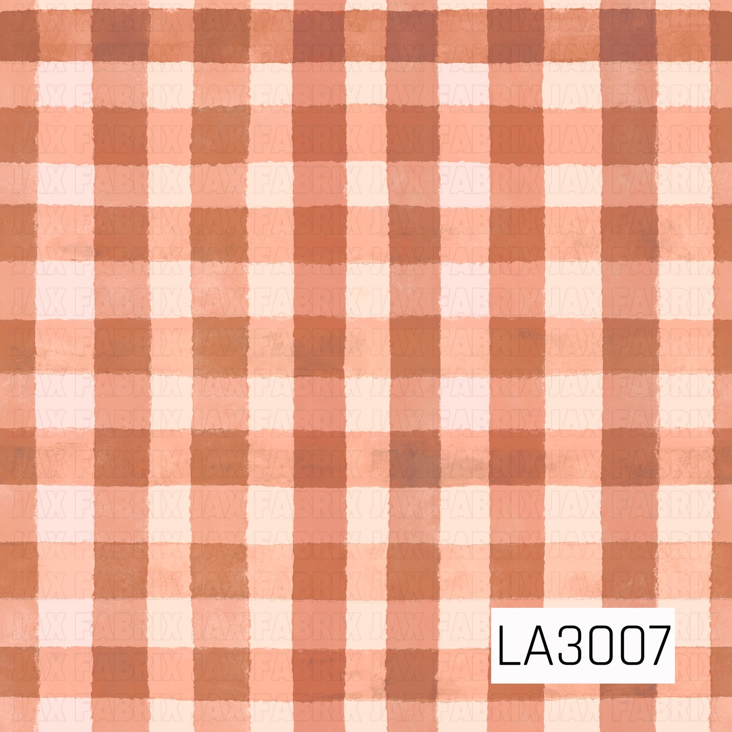 A soft watercolor plaid featuring warm pumpkin orange, peach, soft coral, and crisp white tones. The hand-painted brushstroke texture gives this classic check pattern a cozy, rustic feel, making it a beautiful coordinating print for fall florals, pumpkins, and autumn-inspired collections.