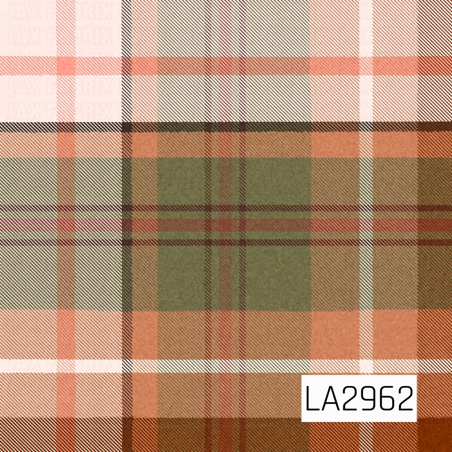 A classic seamless plaid featuring warm rust, peach, olive green, chocolate brown, cream, and soft blush tones woven into a timeless tartan design. The earthy autumn palette gives this versatile pattern a cozy, rustic feel, making it a perfect coordinate for fall and Halloween-inspired collections.