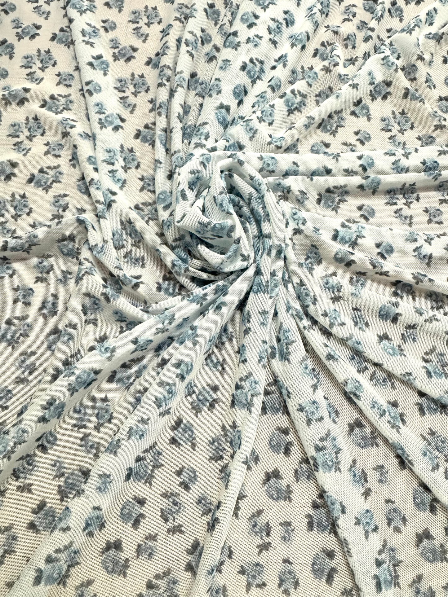 RTS Blue Floral Stretch Mesh