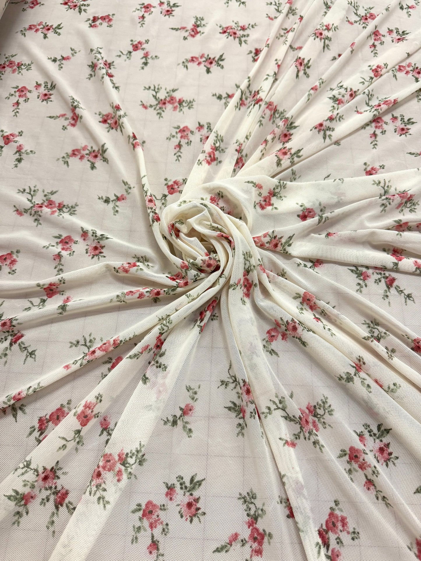 RTS Cream Floral Stretch Mesh