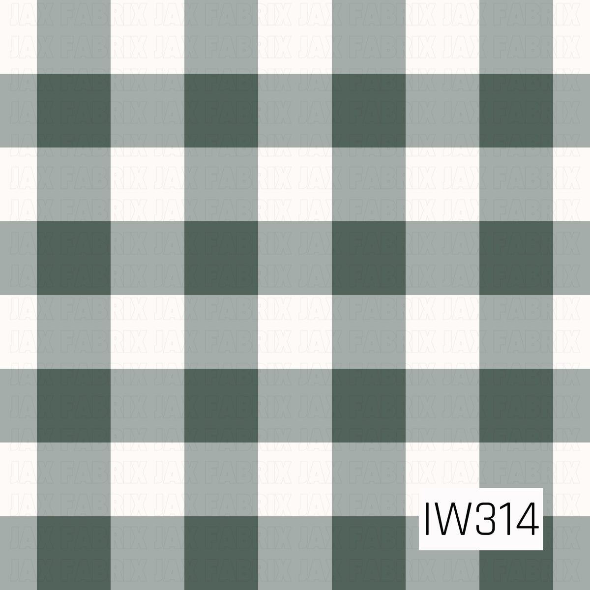 A timeless gingham pattern featuring wide, overlapping stripes of muted forest green and soft ivory, creating a classic checkered design with subtle variations in shade. Perfect for a cozy, vintage-inspired Christmas look.