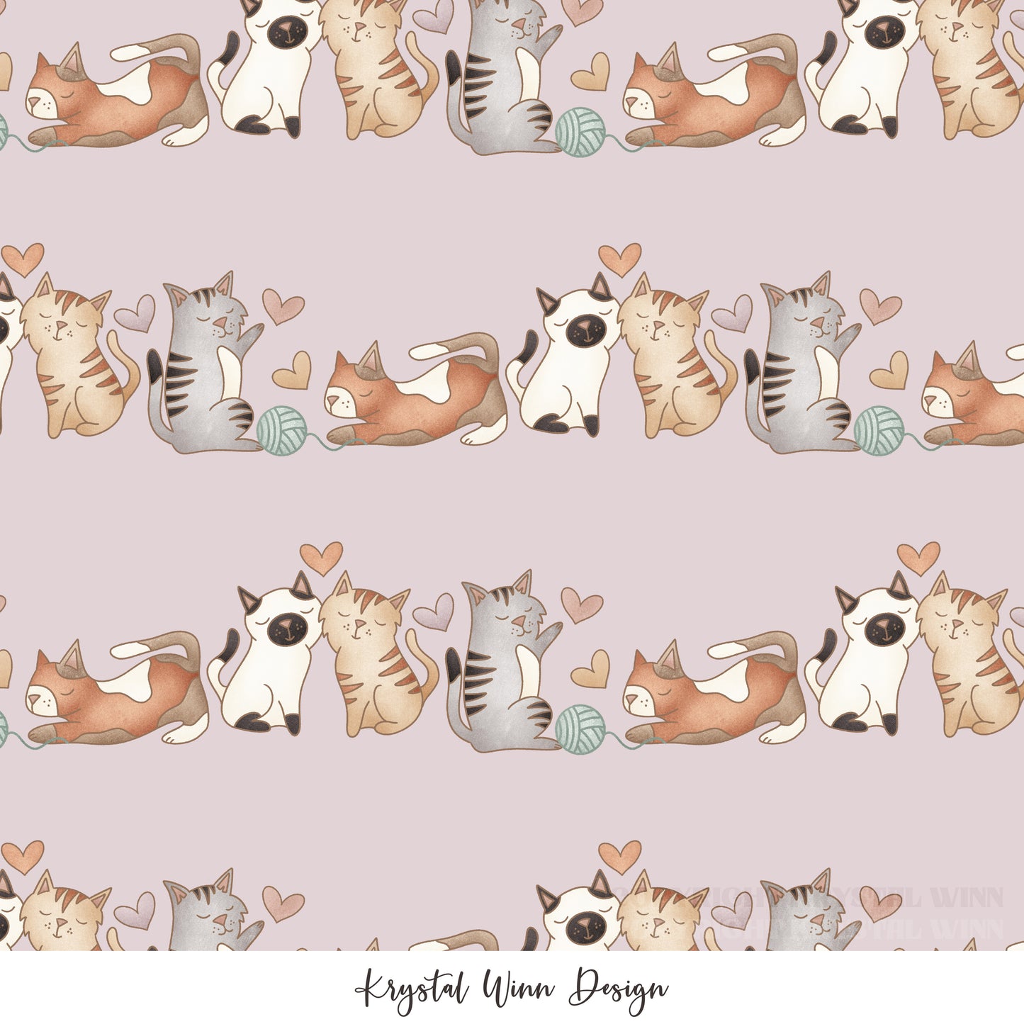 Kitty Love Cat Stripes Lavender KW1107