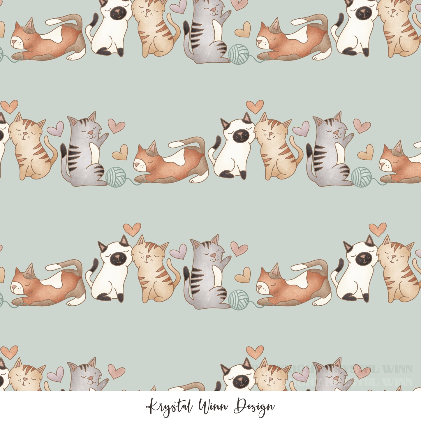 Kitty Love Cat Stripes Mint KW1106