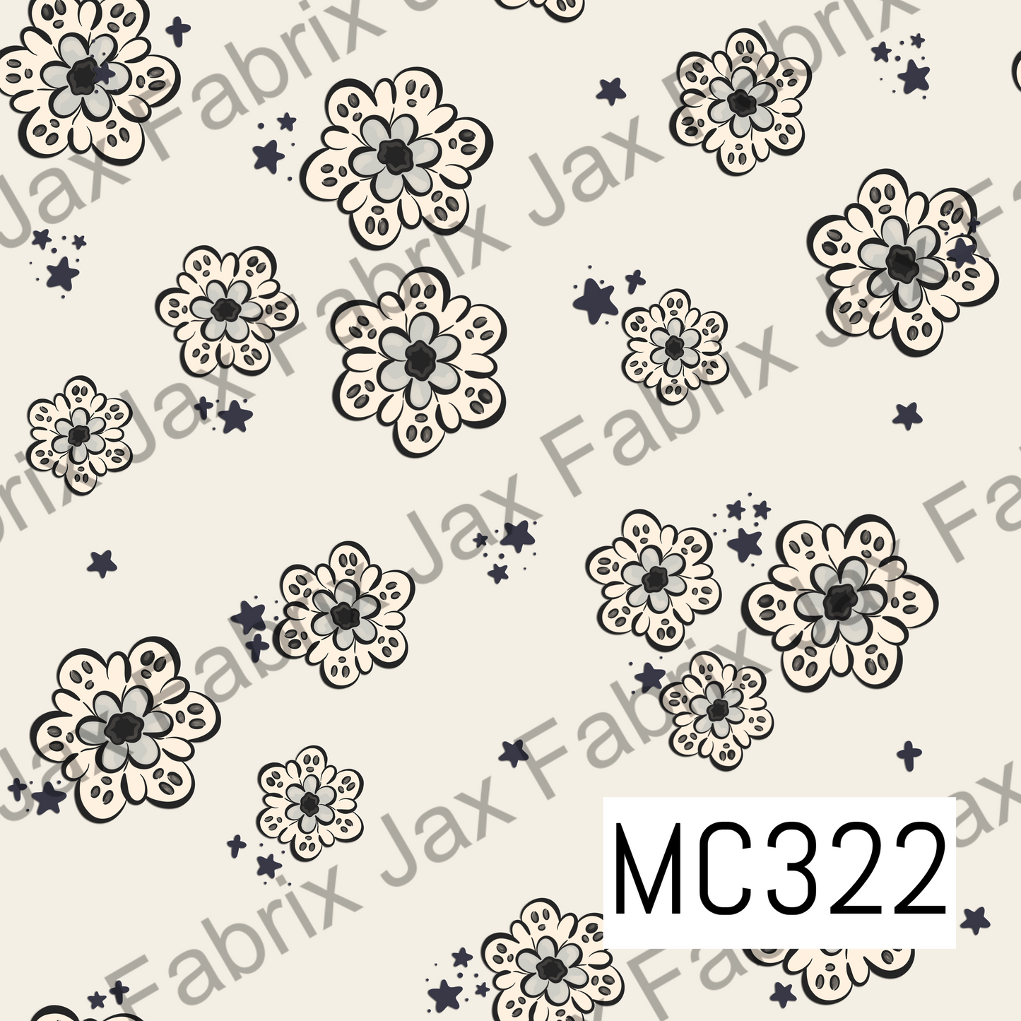 Spooky Garden Black Flowers Cream MC322