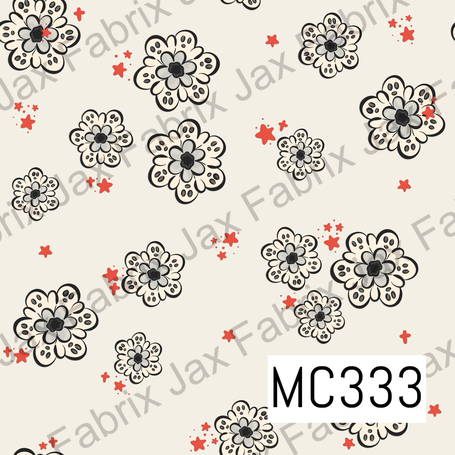 Spooky Garden Flowers Cream Orange Stars MC333