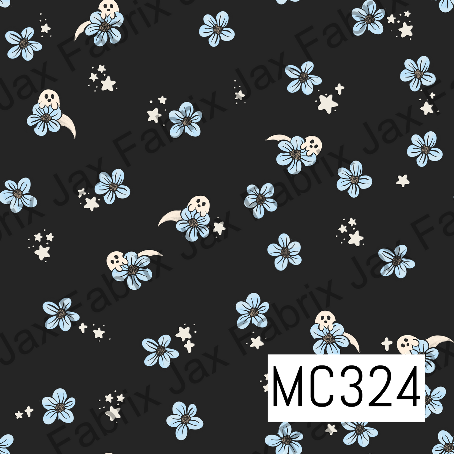 Spooky Garden Blue Flowers Ghosts MC324