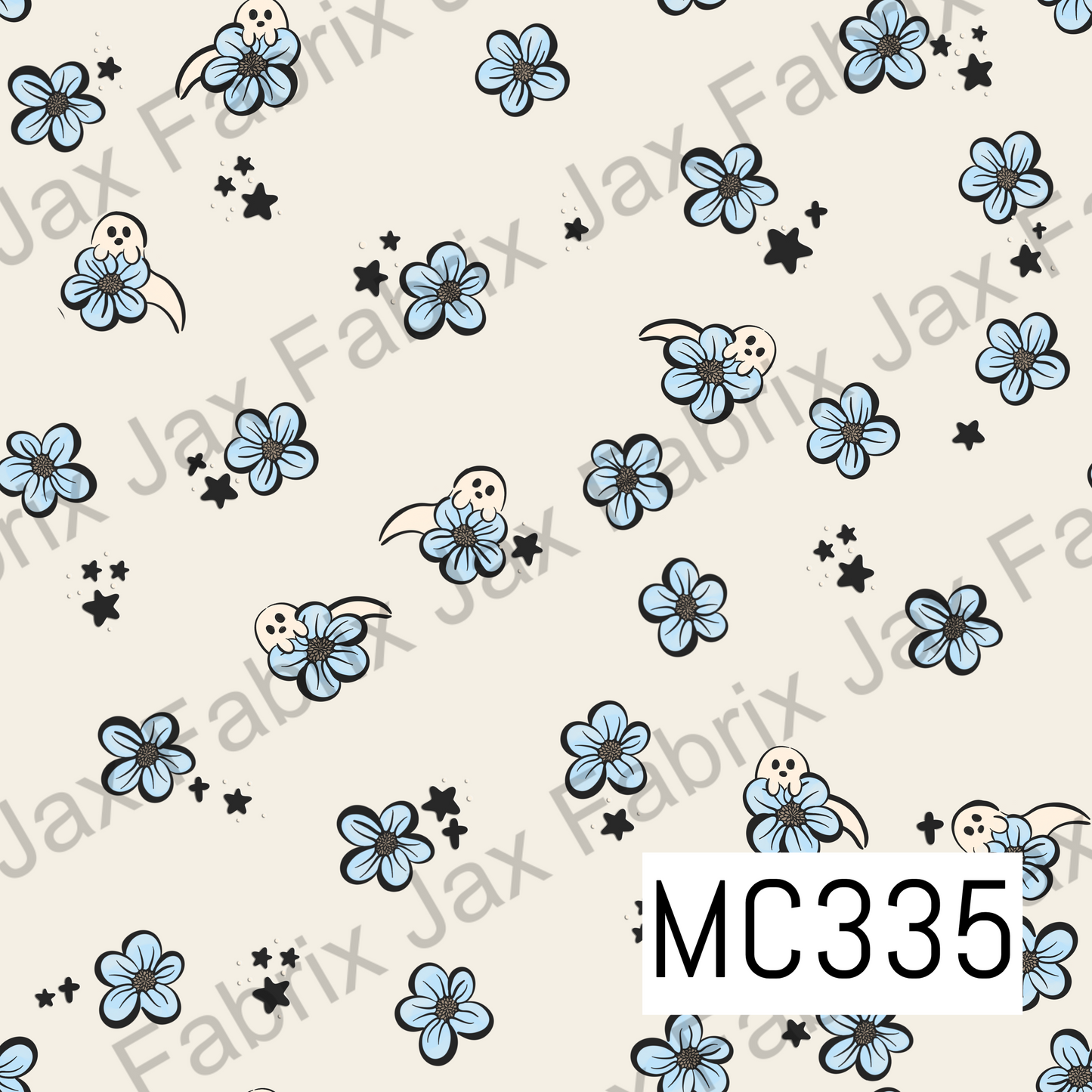 Spooky Garden Flower Ghosts Blue MC335