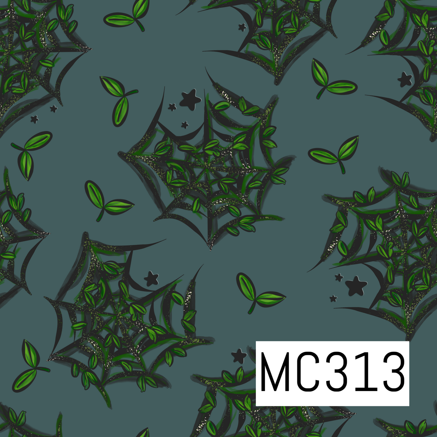 Spooky Garden Webs Blue MC313