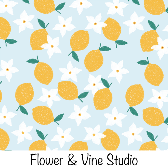 Lemon Floral on Blue