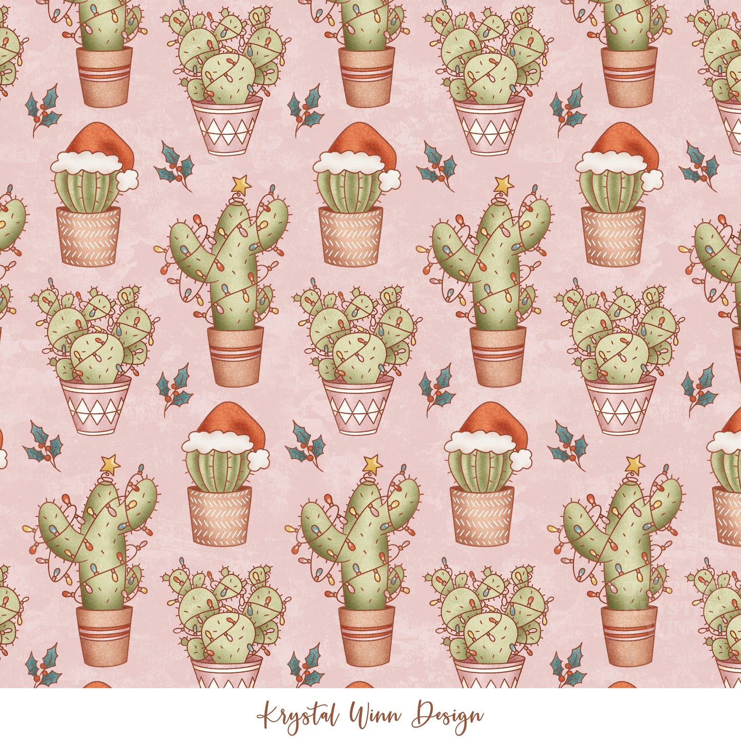 Merry Christmas Y'all Cactus Pink KW559