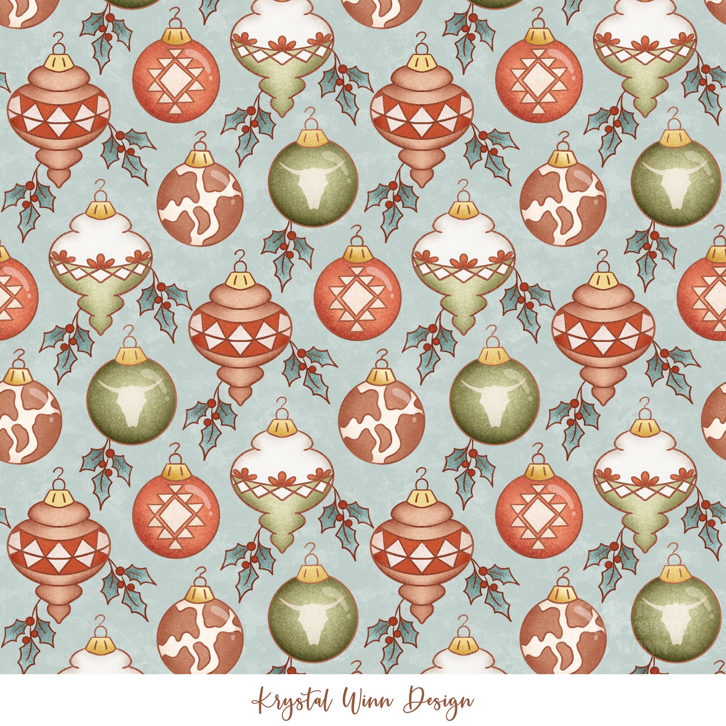 Merry Christmas Y'all Ornaments Blue KW575