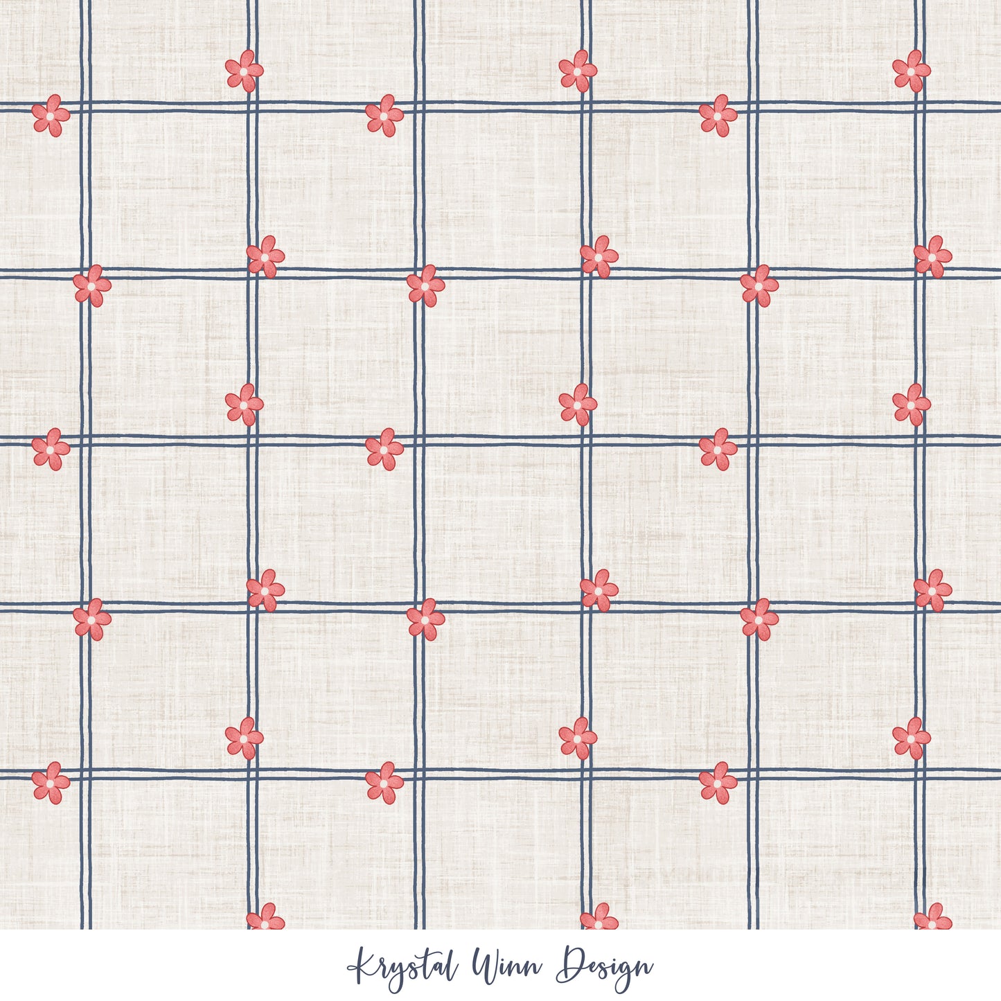 Yankee Doodle Flower Plaid KW749