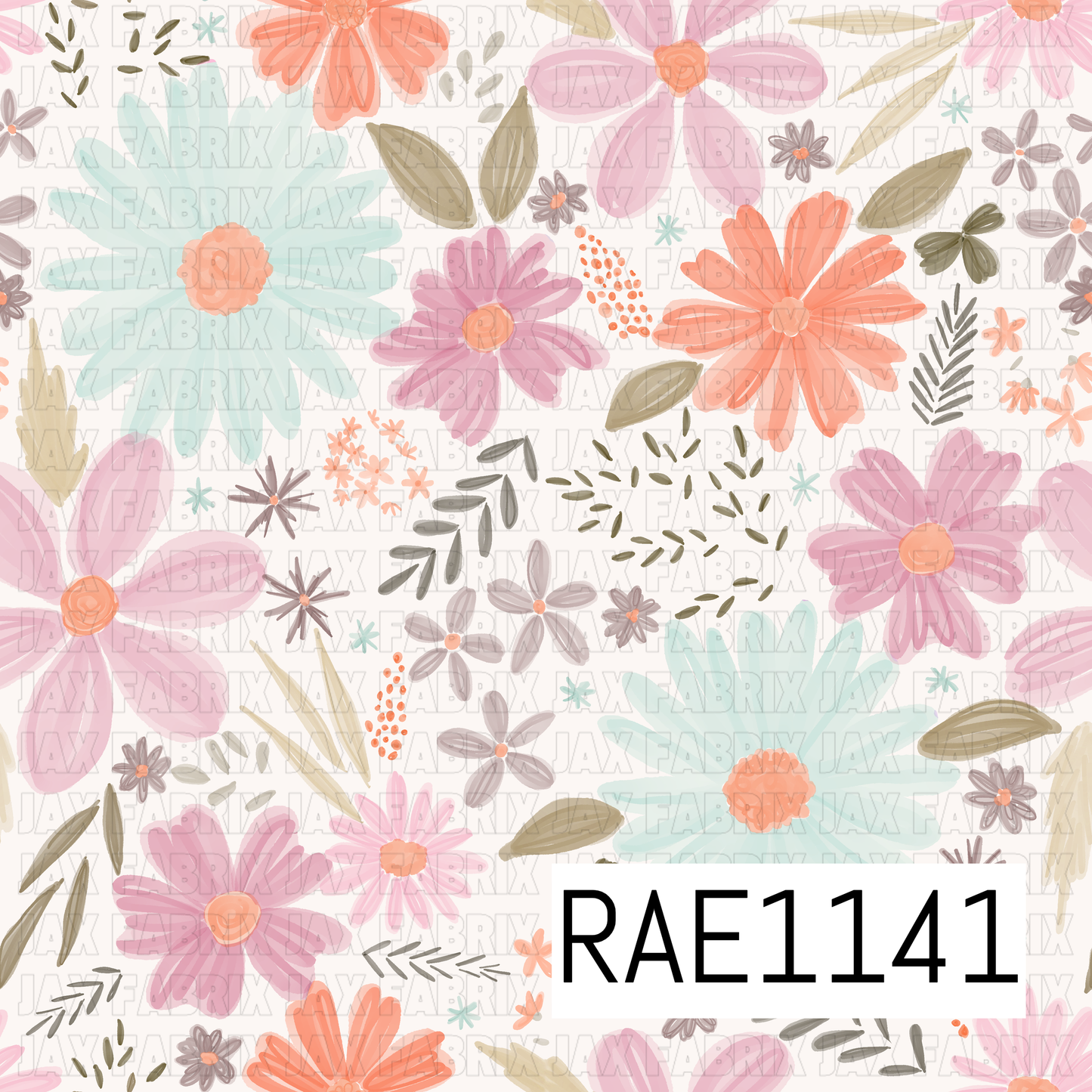 Pink Coral Blue Spring Floral RAE1141
