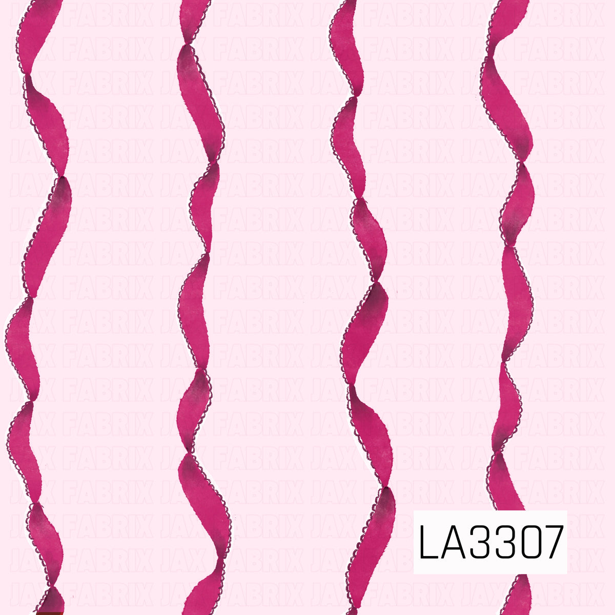A playful pink Christmas pattern featuring bright pink twisting ribbons arranged in vertical rows against a soft blush pink background. The tonal pink palette gives it a sweet, girly and preppy holiday feel.