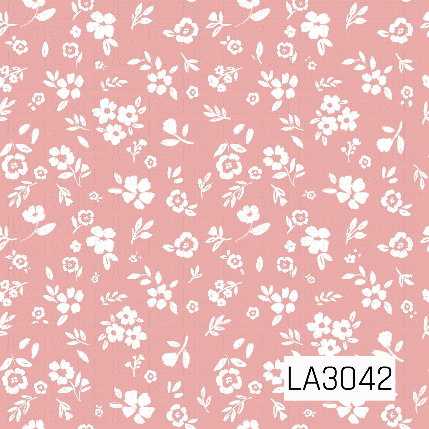 A sweet vintage floral featuring creamy white blossoms, tiny buds, and leafy sprigs scattered across a soft rosy pink background. The hand-painted texture gives it a delicate, cheerful cottage-inspired feel.