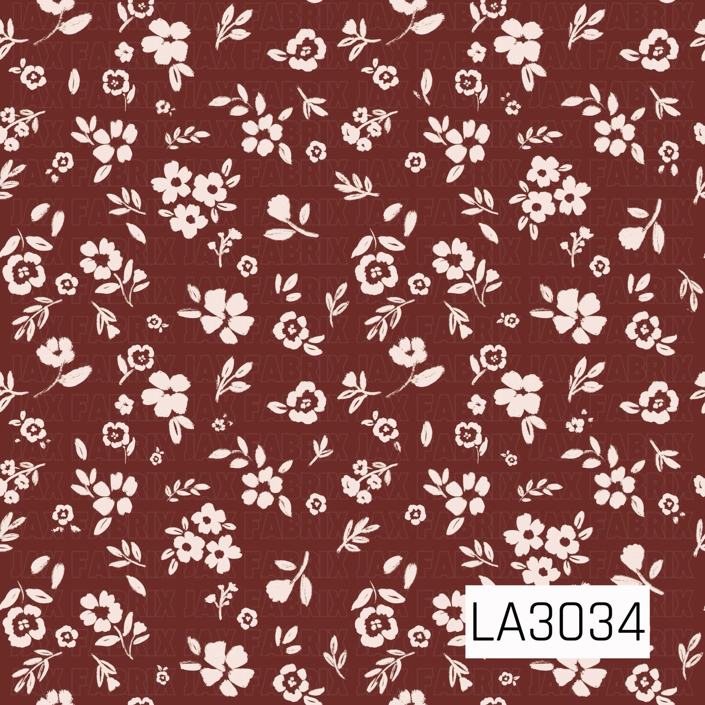 A charming vintage floral featuring delicate cream blossoms and leafy sprigs scattered across a rich raisin-brown background. The hand-painted texture and simple two-tone palette give it a warm, timeless cottage feel.