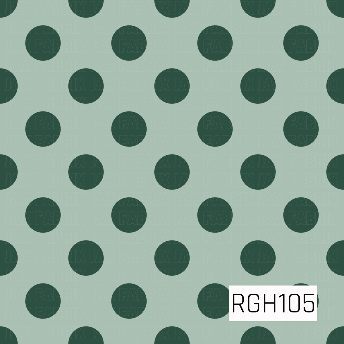 A classic polka dot pattern featuring deep forest green dots evenly spaced across a soft sage green background. The simple two-tone design creates a clean, timeless coordinate.