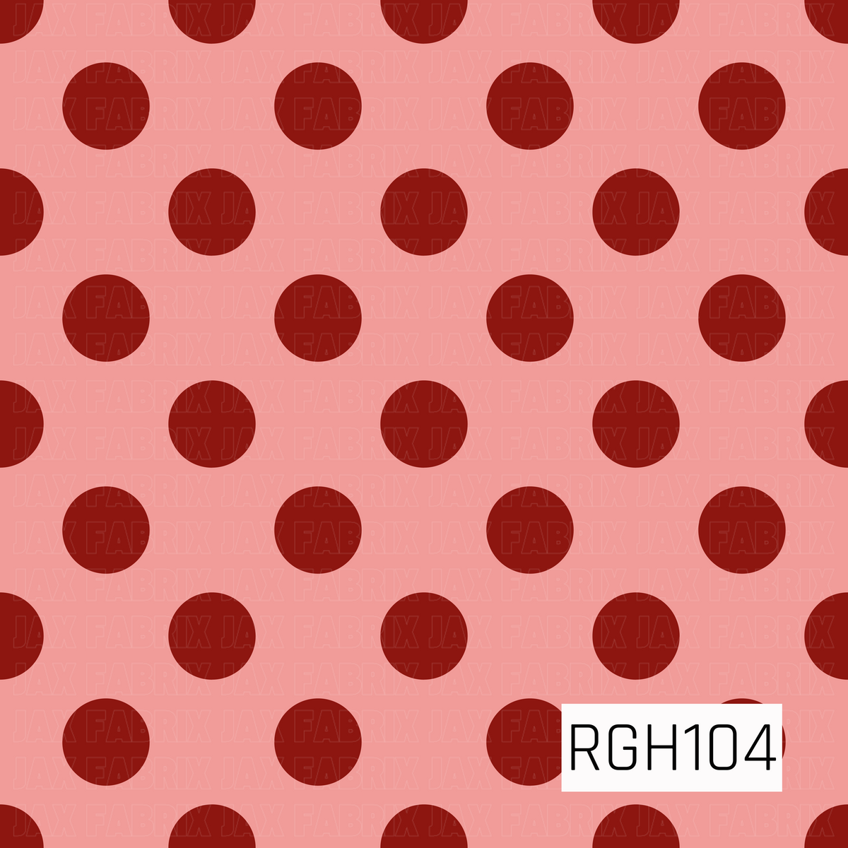 A playful polka dot pattern featuring deep red dots evenly scattered across a soft pink background. The bold, simple design has a fun retro feel while coordinating beautifully with holiday prints.