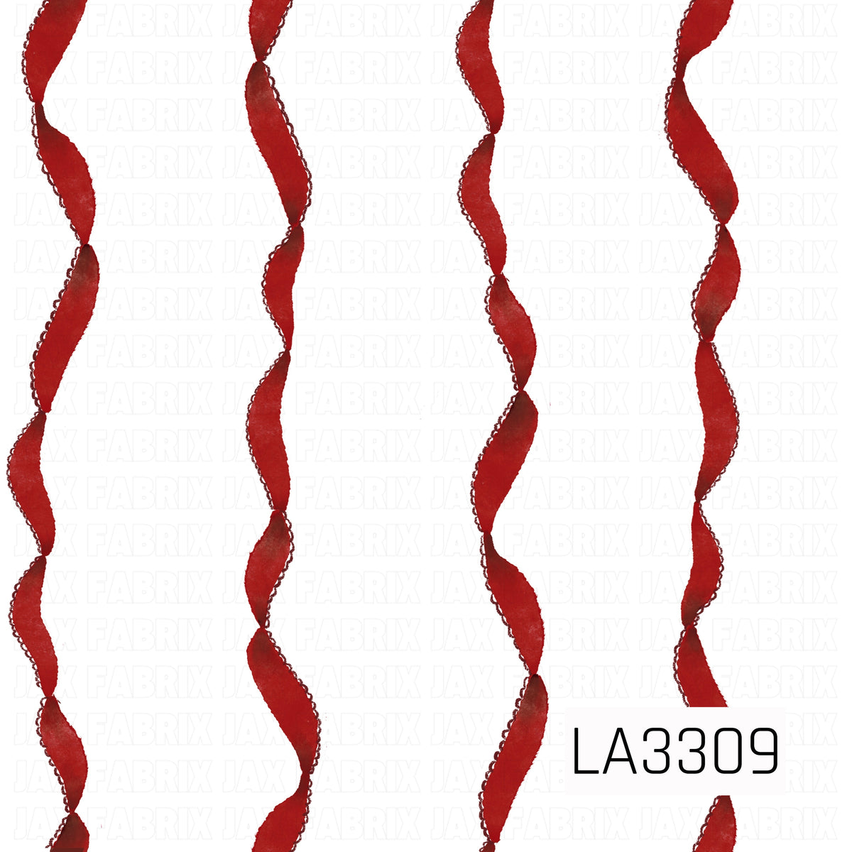 A classic Christmas pattern featuring twisting red ribbons arranged in vertical rows against a crisp white background. The simple red and white palette gives it a clean, festive and timeless holiday feel.