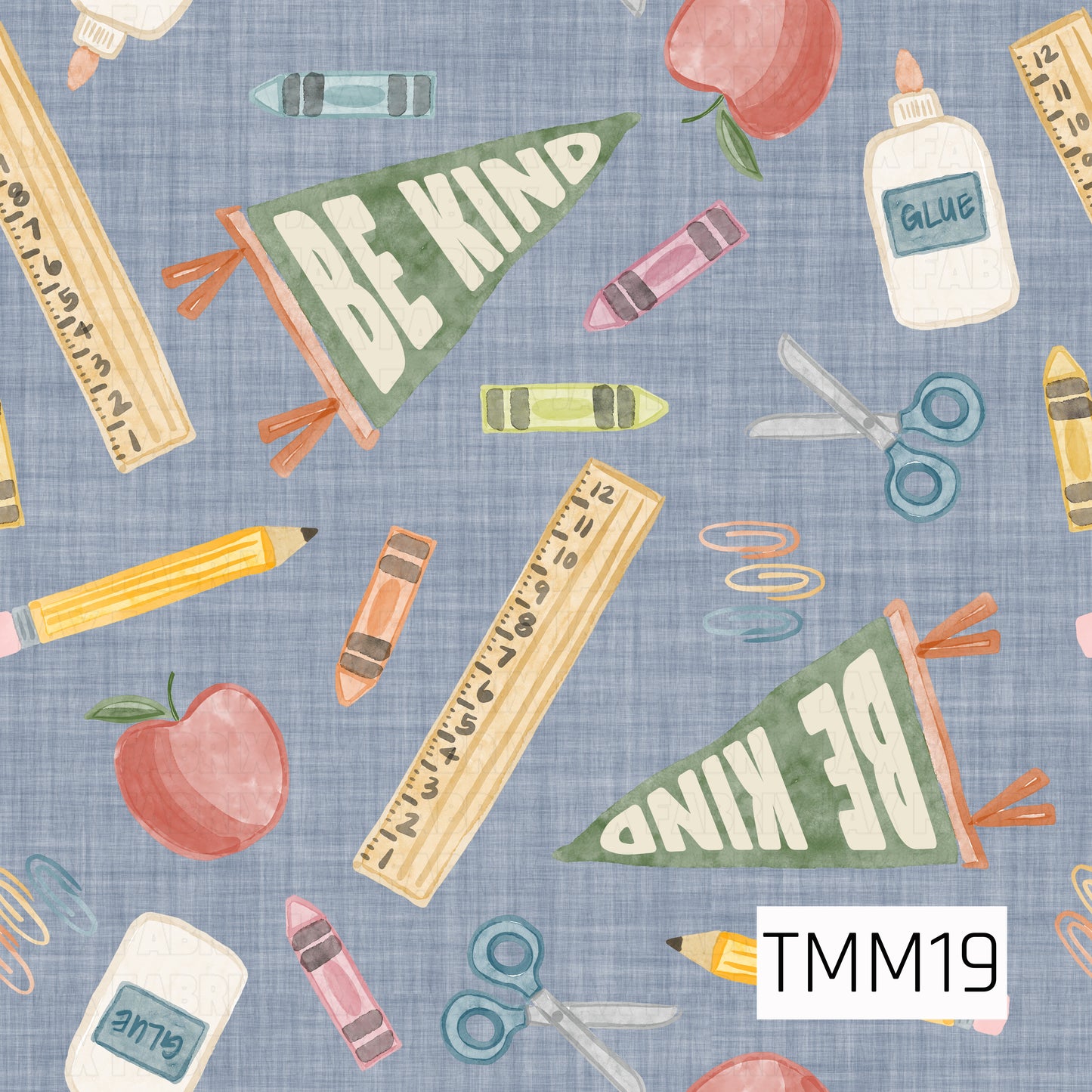 TMM19 - Apples And Alphabet Denim Blue