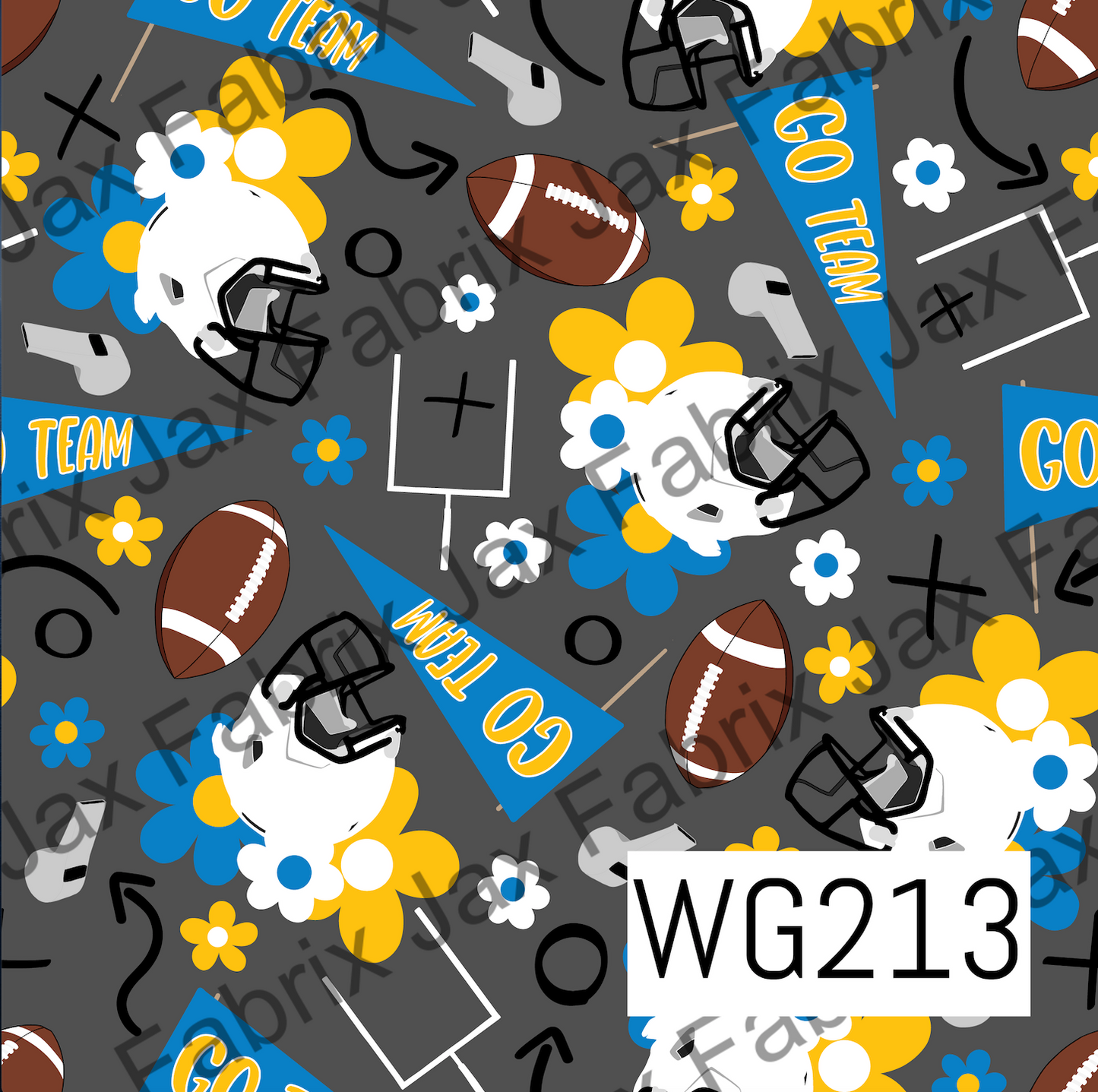Blue and Yellow Floral Football WG213