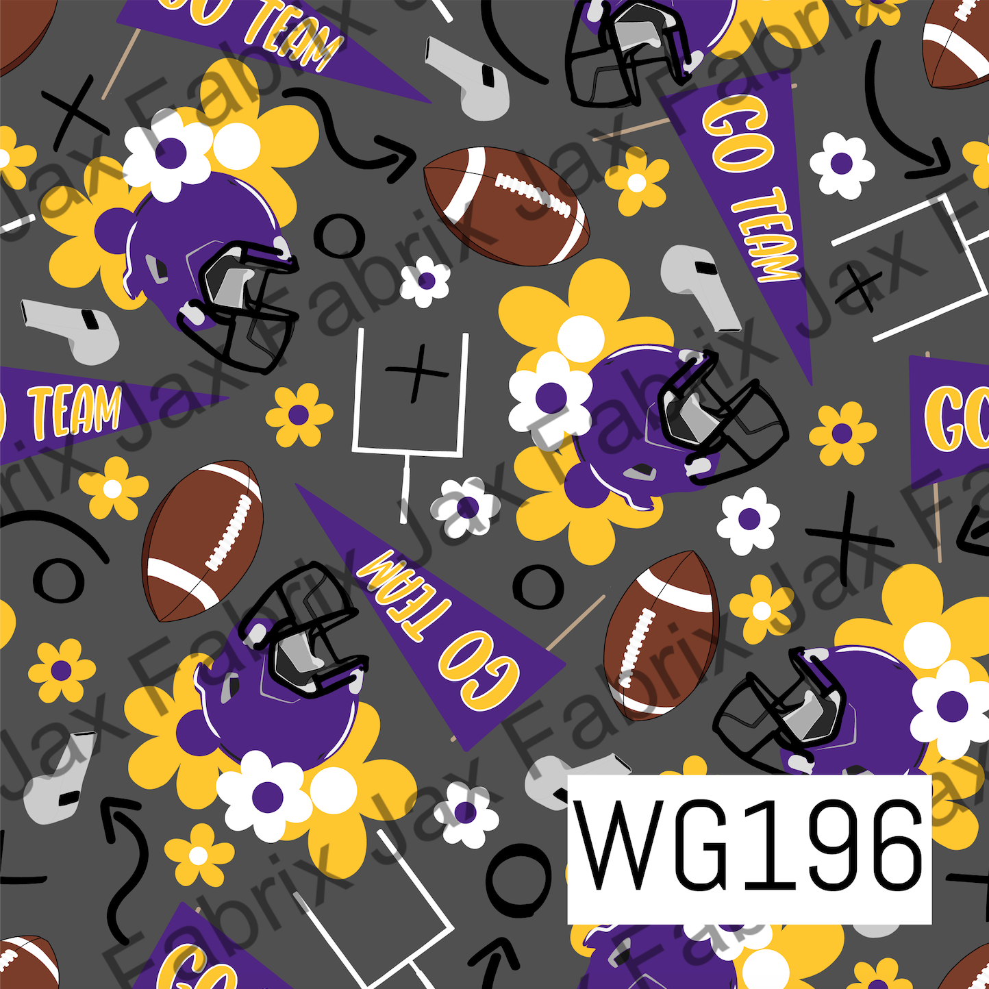 Purple and Yellow Floral Football WG196