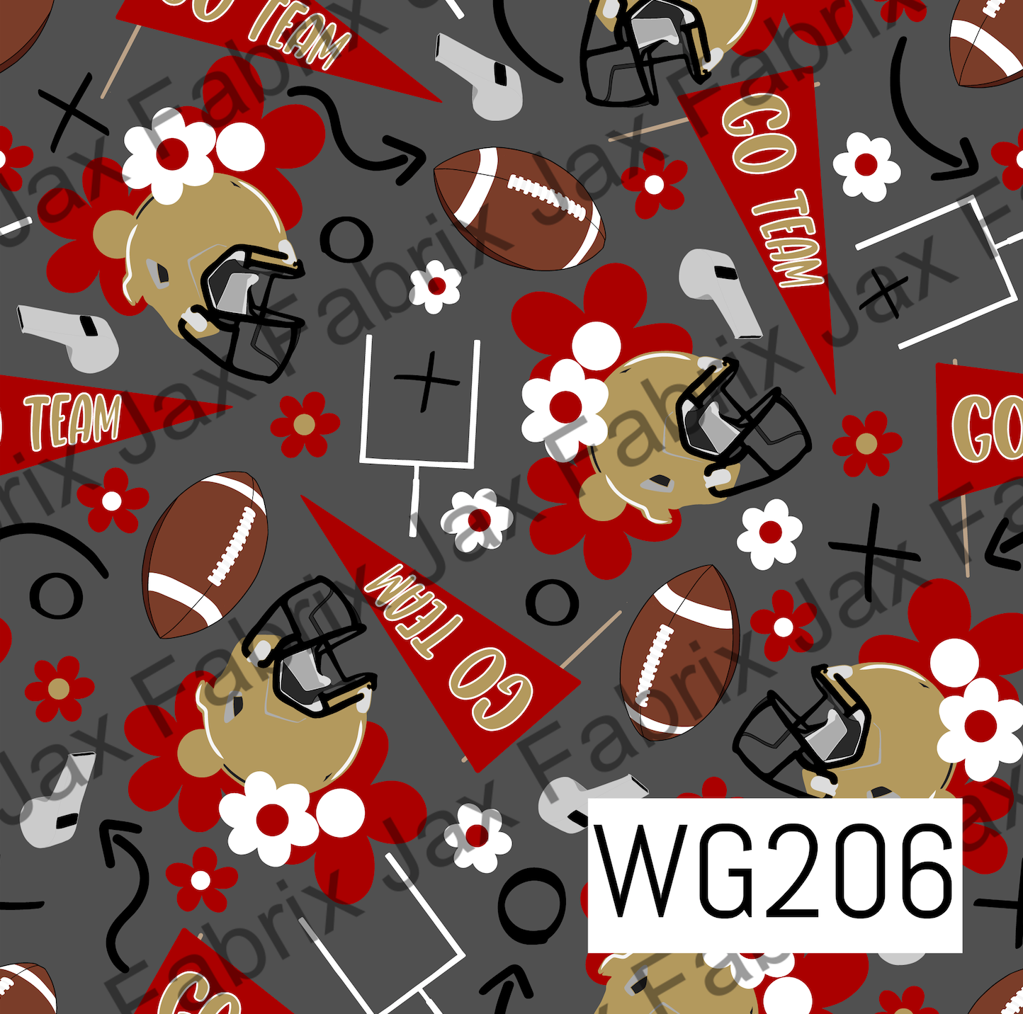 Gold and Red Floral Football WG206