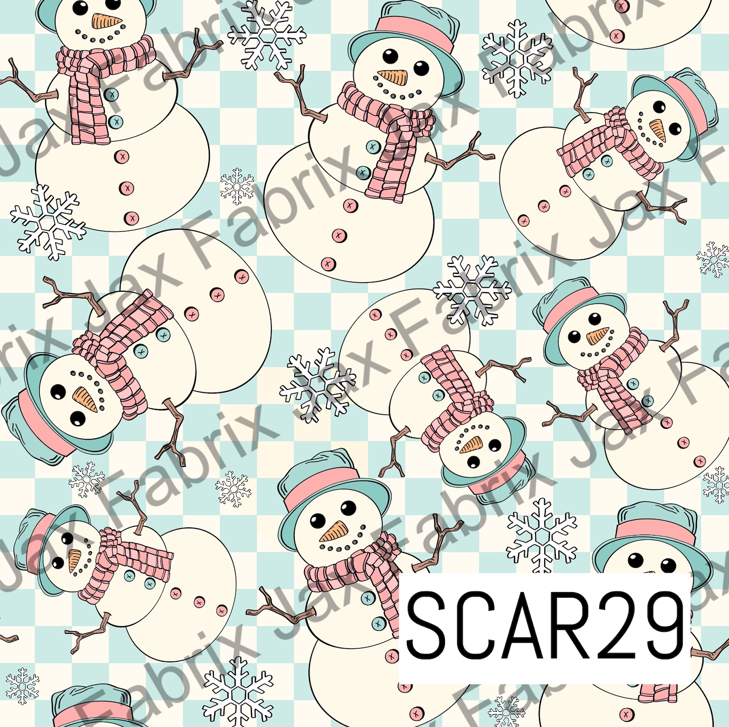 Blue Check Snowman SCAR29