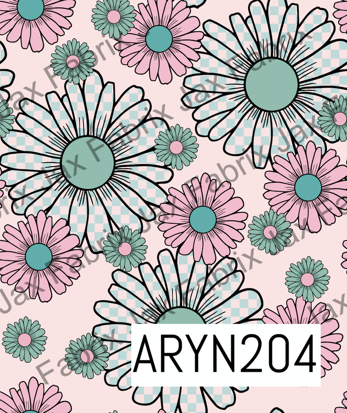 Retro Check Daisy Pink and Blue ARYN204