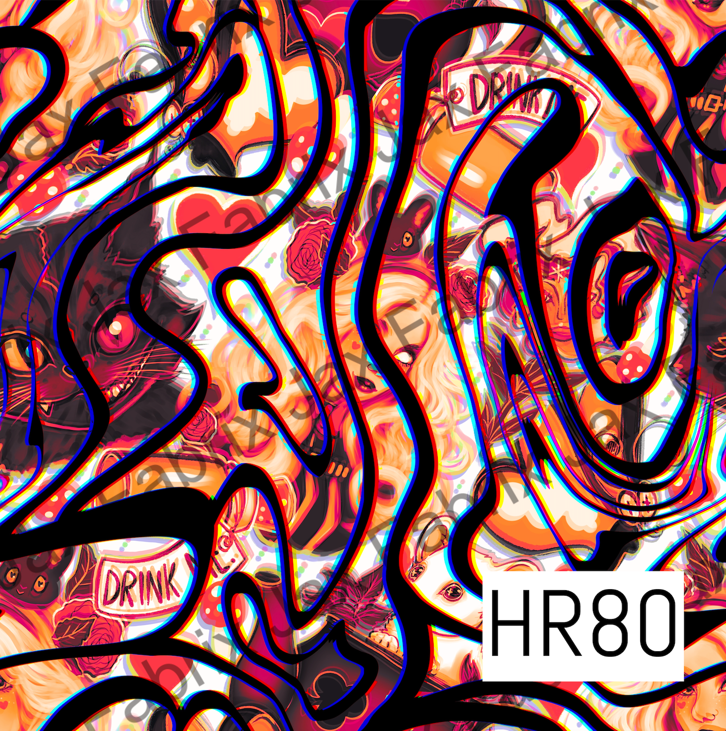 Wonderland Girl Black Swirls HR80