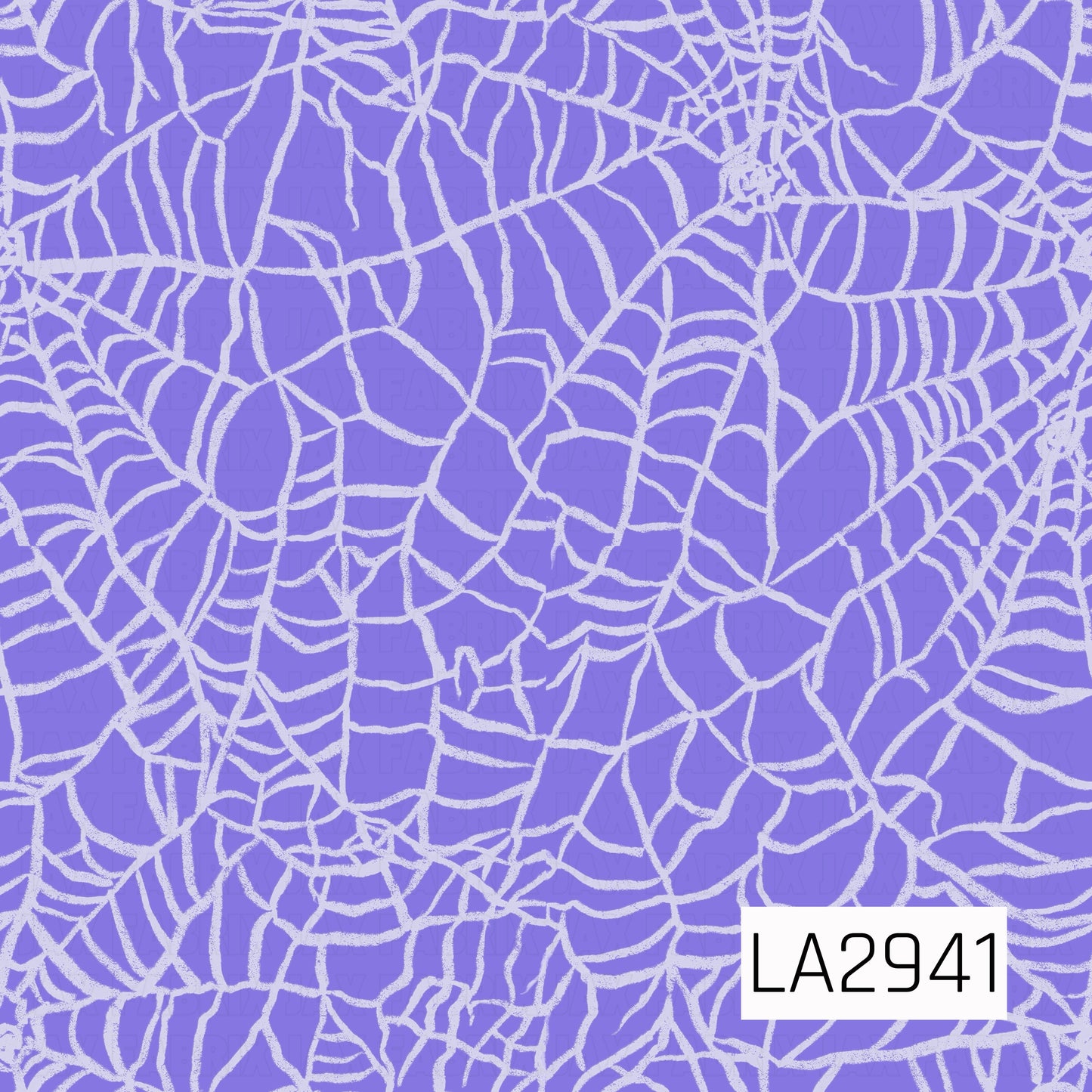 A spooky yet stylish seamless pattern featuring hand-drawn white spider webs layered across a soft lavender-purple background. The sketch-style web design adds subtle texture and a playful Halloween feel, making it a perfect coordinating print with a fun, whimsical touch.