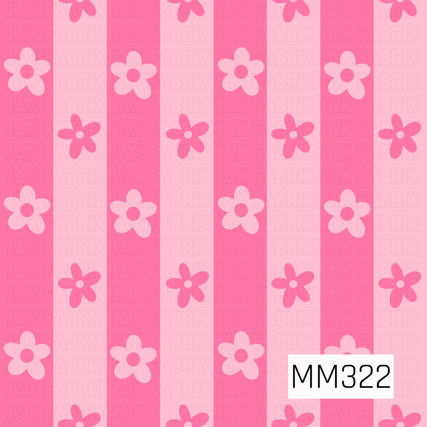 A playful seamless stripe pattern featuring alternating hot pink and blush pink vertical stripes accented with scattered retro-style daisies in coordinating pink shades. This cheerful coordinating print adds a fun, whimsical touch and pairs perfectly with spooky cute, floral, Valentine's, and girly themed collections.