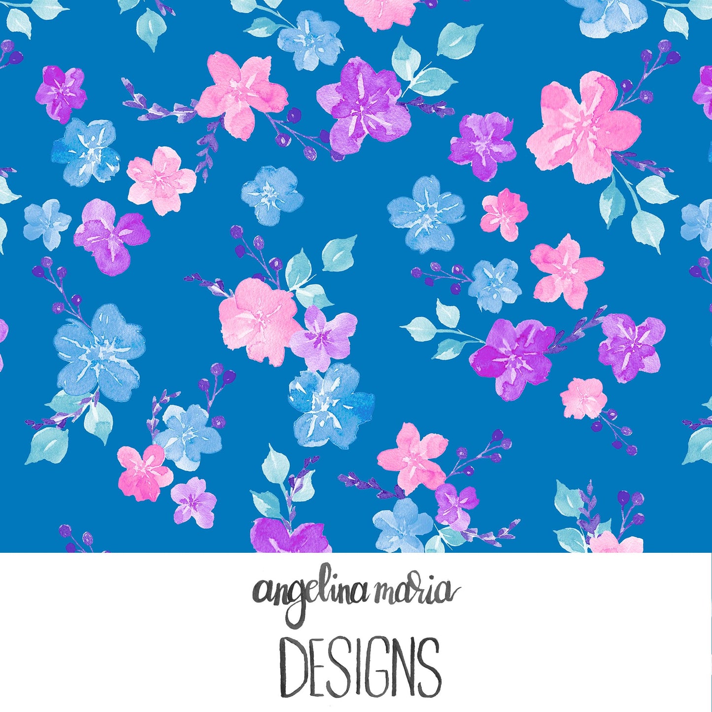Mermaid Magic Floral Blue AMD308