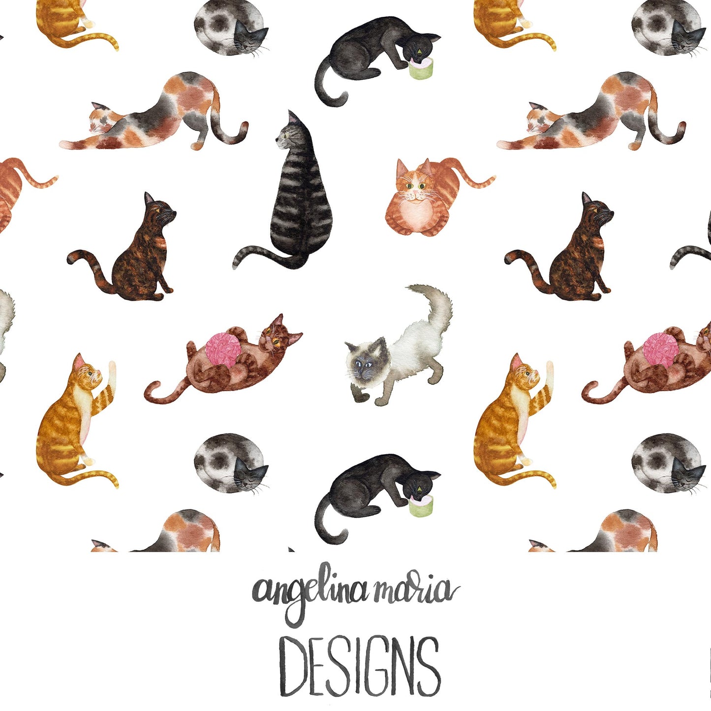 Whiskers And Bloom Watercolor Cats SAMD354