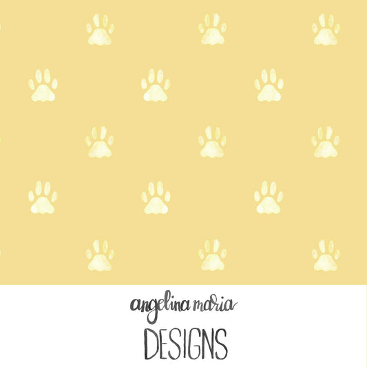 Whiskers And Bloom Watercolor Paw Prints Yellow SAMD366