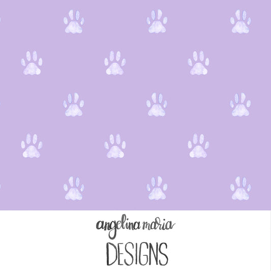 Whiskers And Bloom Watercolor Paw Prints Lavender SAMD364