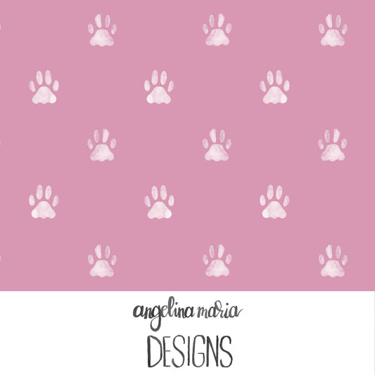 Whiskers And Bloom Watercolor Paw Prints Mauve SAMD362
