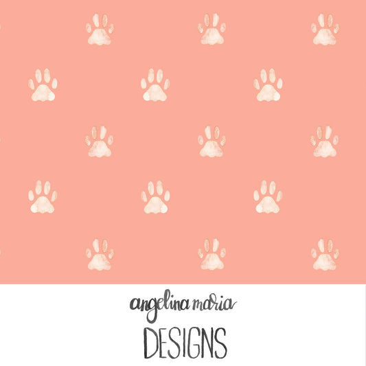Whiskers And Bloom Watercolor Paw Prints Peach SAMD361