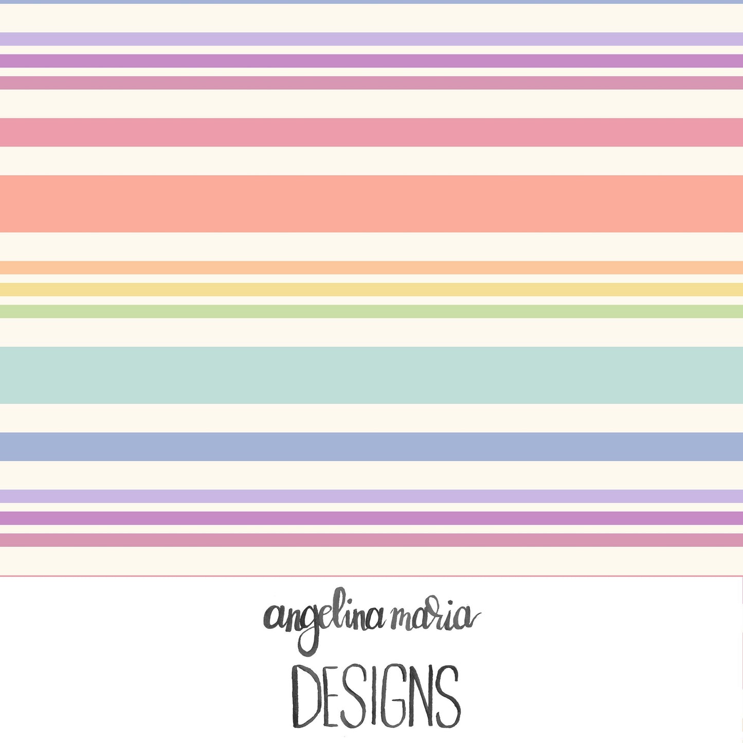 Whiskers And Bloom Stripes Orange and Mint on Cream AMD339