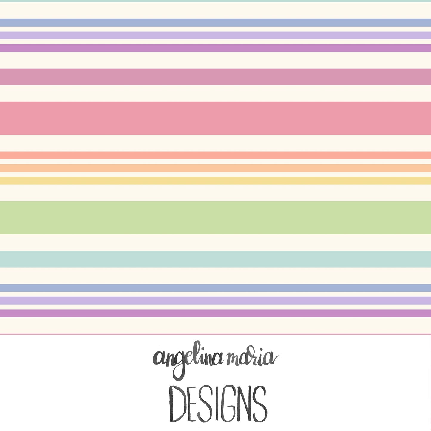 Whiskers And Bloom Stripes Pink and Green on Cream AMD337