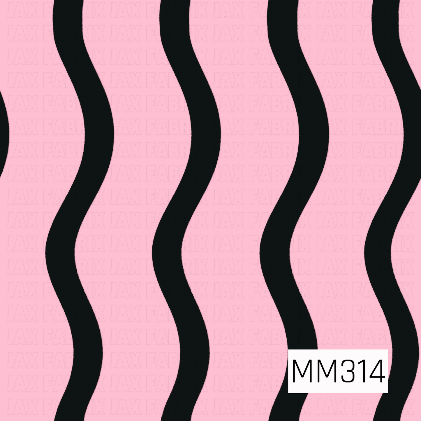 A playful seamless pattern featuring bold black wavy stripes on a soft bubblegum pink background. The simple, modern design adds a fun spooky-cute vibe, making it a perfect coordinating print for Halloween, gothic, whimsical, and retro-inspired collections.